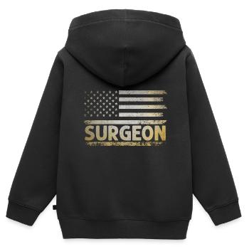 Drapeau américain Chirurgien Patriot Surgery Surgical Doc - Sweat Premium à capuche zippé enfant bio - noir - Dos - AI Model Kid Male (0cm)