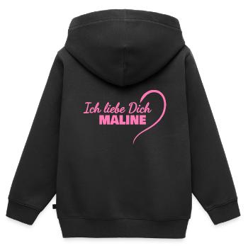 Cadeau pour Maline - Sweat Premium à capuche zippé enfant bio - noir - Dos - AI Model Kid Male (0cm)