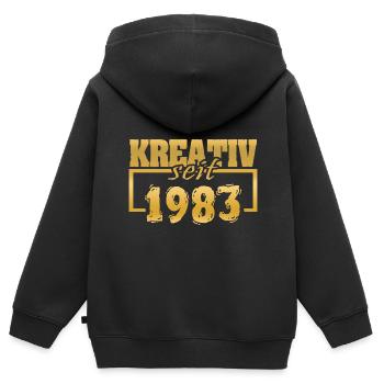 Concepteur de sites Web 1983 - Sweat Premium à capuche zippé enfant bio - noir - Dos - AI Model Kid Male (0cm)