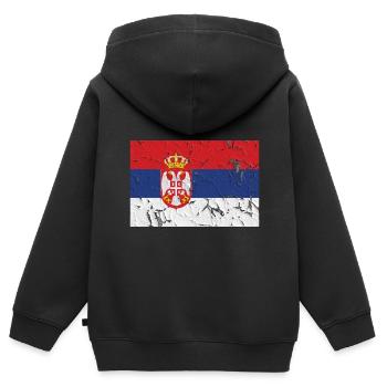 Serbia - Kids Premium Organic Zip-up Hoodie - black - Back - AI Model Kid Male (0cm)