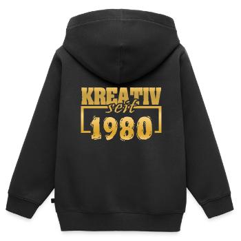 Concepteur de sites Web 1980 - Sweat Premium à capuche zippé enfant bio - noir - Dos - AI Model Kid Male (0cm)