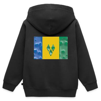 Flagge Land St Vincent und die Grenadinen - Kinder Premium Organic Zip Hoodie - Schwarz - Hinten - AI Model Kid Male (0cm)