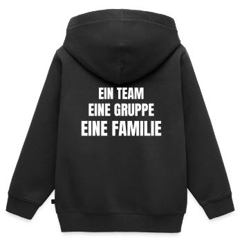 Ein Team, eine Gruppe, eine Familie! - Kinder Premium Organic Zip Hoodie - Schwarz - Hinten - AI Model Kid Male (0cm)