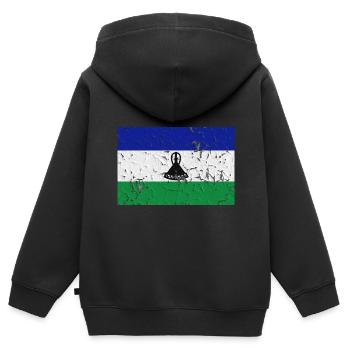 Lesotho Lesotho - Kinder Premium Organic Zip Hoodie - Schwarz - Hinten - AI Model Kid Male (0cm)