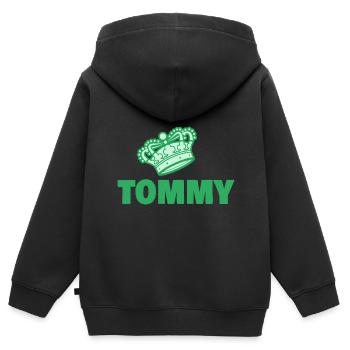Vorname Tommy - Kinder Premium Organic Zip Hoodie - Schwarz - Hinten - AI Model Kid Male (0cm)