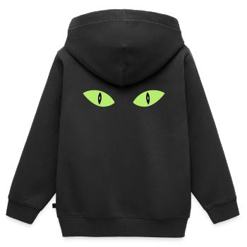 ★ Designfarben änderbar ★ Zwei Katzenaugen - Kinder Premium Organic Zip Hoodie - Schwarz - Hinten - AI Model Kid Male (0cm)
