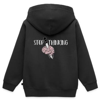 Hör 'auf zu denken Problematische Person Gift - Kinder Premium Organic Zip Hoodie - Schwarz - Hinten - AI Model Kid Male (0cm)