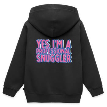 Yes, I'm A Professional Snuggler 2 - Kinder Premium Organic Zip Hoodie - Schwarz - Hinten - AI Model Kid Male (0cm)