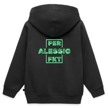 Perfekt Einzigartig Alessio - Kinder Premium Organic Zip Hoodie - Schwarz - Hinten - AI Model Kid Male (0cm)