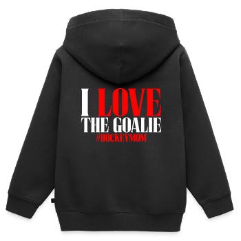 I Love The Goalie #hockeymom - Kinder Premium Organic Zip Hoodie - Schwarz - Hinten - AI Model Kid Male (0cm)