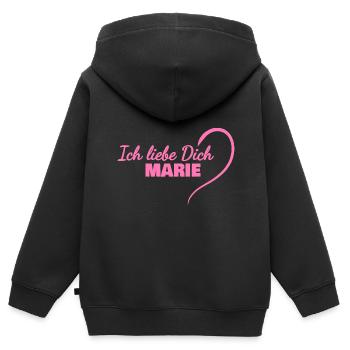 LiebeDich Marie - Kinder Premium Organic Zip Hoodie - Schwarz - Hinten - AI Model Kid Male (0cm)