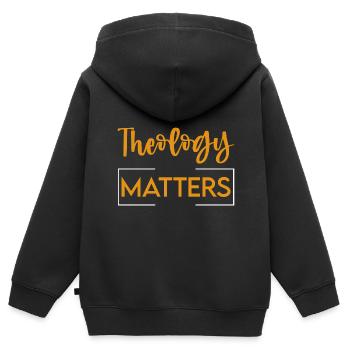 Questions de théologie 2 - Sweat Premium à capuche zippé enfant bio - noir - Dos - AI Model Kid Male (0cm)