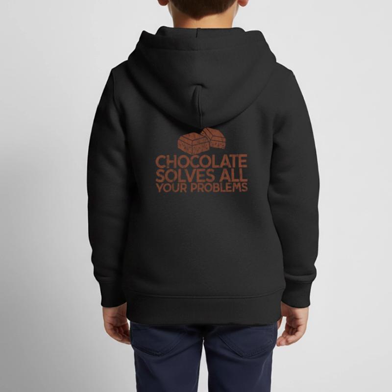 Chocolate Solves All Your Problems 3 Kids Premium Organic Zip-up Hoodie