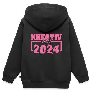 Malerei 2024 - Kinder Premium Organic Zip Hoodie - Schwarz - Hinten - AI Model Kid Male (0cm)