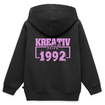 1992 - Sweat Premium à capuche zippé enfant bio - noir - Dos - AI Model Kid Male (0cm)