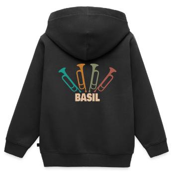 Cadeau pour le basilic - Sweat Premium à capuche zippé enfant bio - noir - Dos - AI Model Kid Male (0cm)