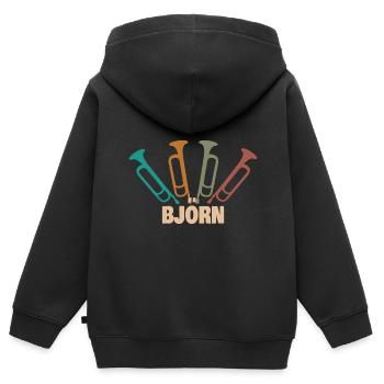 Geschenk für Björn - Kinder Premium Organic Zip Hoodie - Schwarz - Hinten - AI Model Kid Male (0cm)