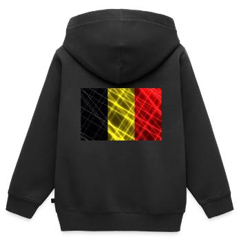 Belgien - Kinder Premium Organic Zip Hoodie - Schwarz - Hinten - AI Model Kid Male (0cm)