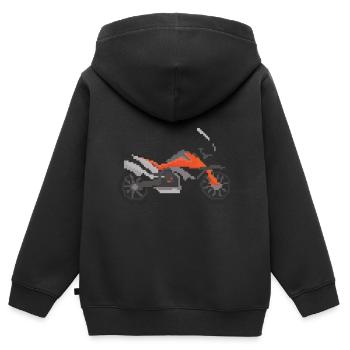 Retro Pixel Enduro, Adventure Motorrad - Kinder Premium Organic Zip Hoodie - Schwarz - Hinten - AI Model Kid Male (0cm)