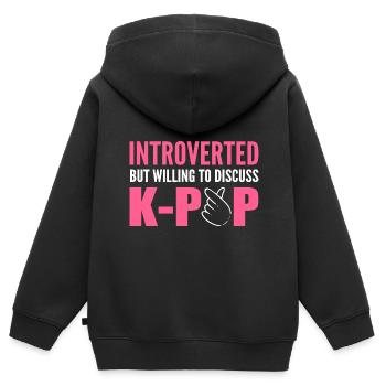Ready to Discuss Introvert gift - Kids Premium Organic Zip-up Hoodie - black - Back - AI Model Kid Male (0cm)