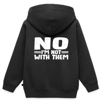 Non, je ne suis pas avec eux 14 - Sweat Premium à capuche zippé enfant bio - noir - Dos - AI Model Kid Male (0cm)