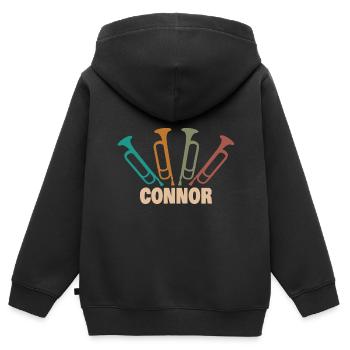 Blasinstrument Connor - Kinder Premium Organic Zip Hoodie - Schwarz - Hinten - AI Model Kid Male (0cm)