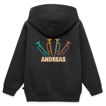 Tube Andreas - Kinder Premium Organic Zip Hoodie - Schwarz - Hinten - AI Model Kid Male (0cm)