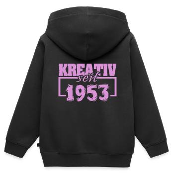 Kreativ 1953 - Kinder Premium Organic Zip Hoodie - Schwarz - Hinten - AI Model Kid Male (0cm)