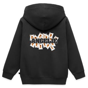 Geschenk für Angelie - Kinder Premium Organic Zip Hoodie - Schwarz - Hinten - AI Model Kid Male (0cm)
