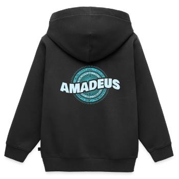 Amadeus comme idée cadeau - Sweat Premium à capuche zippé enfant bio - noir - Dos - AI Model Kid Male (0cm)