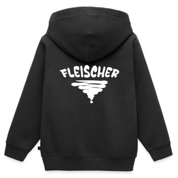 Fleischer - Kinder Premium Organic Zip Hoodie - Schwarz - Hinten - AI Model Kid Male (0cm)