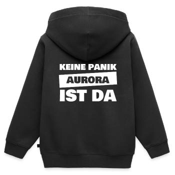 Vorname Aurora - Kinder Premium Organic Zip Hoodie - Schwarz - Hinten - AI Model Kid Male (0cm)