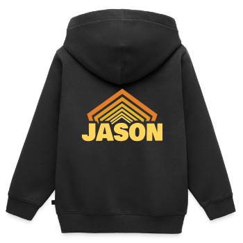 Vorname Jason - Kinder Premium Organic Zip Hoodie - Schwarz - Hinten - AI Model Kid Male (0cm)