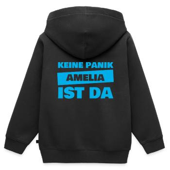 Vorname Amelia - Kinder Premium Organic Zip Hoodie - Schwarz - Hinten - AI Model Kid Male (0cm)