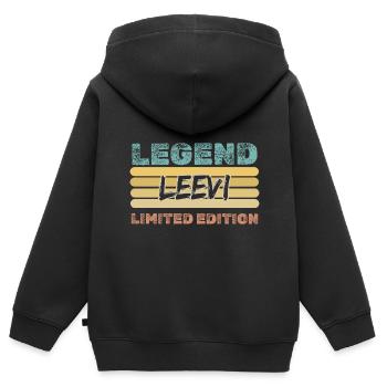 Cadeau pour Leevi - Sweat Premium à capuche zippé enfant bio - noir - Dos - AI Model Kid Male (0cm)