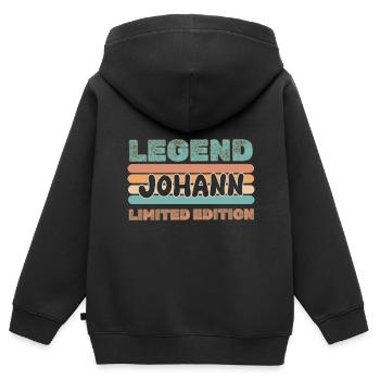 Prénom Johann - Sweat Premium à capuche zippé enfant bio - noir - Dos - AI Model Kid Male (0cm)