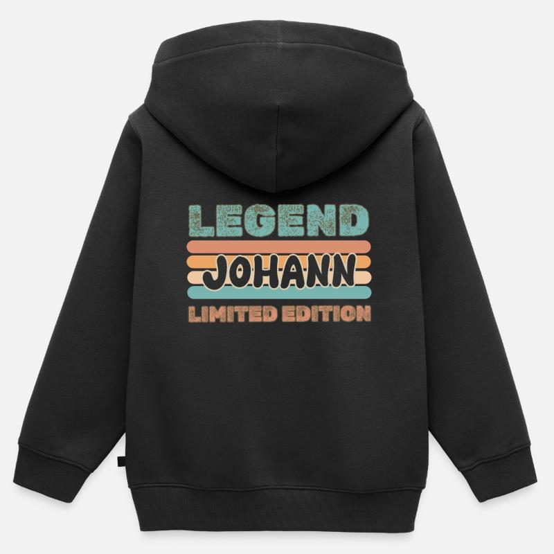 Prénom Johann - Sweat Premium à capuche zippé enfant bio - noir