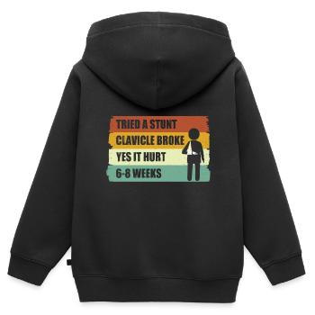Clavicule cassée Clavicule cassée - Sweat Premium à capuche zippé enfant bio - noir - Dos - AI Model Kid Male (0cm)