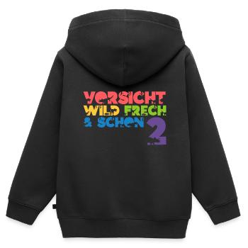 Kinder 2. Geburtstag 2 Jahre Dino Dinosaurier - Kinder Premium Organic Zip Hoodie - Schwarz - Hinten - AI Model Kid Male (0cm)