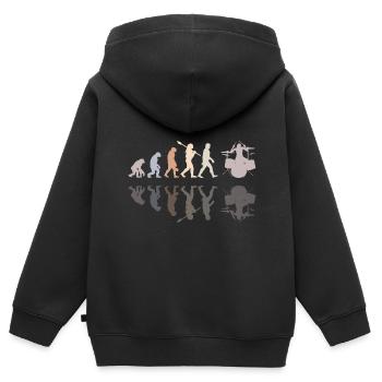 Evolution de l’homme Drums Band Retro Vintage Drummer - Sweat Premium à capuche zippé enfant bio - noir - Dos - AI Model Kid Male (0cm)
