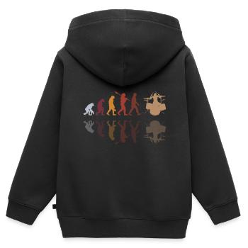 Evolution de l’homme Drums Band Retro Vintage Drummer - Sweat Premium à capuche zippé enfant bio - noir - Dos - AI Model Kid Male (0cm)