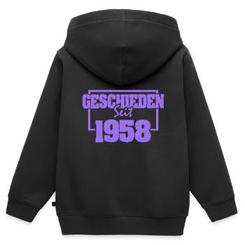 1958 - Kinder Premium Organic Zip Hoodie - Schwarz - Hinten - AI Model Kid Male (0cm)