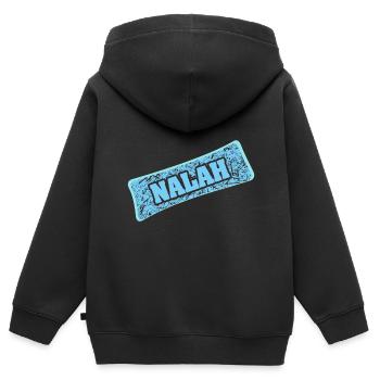 Naissance pour Nalah Nom Né - Sweat Premium à capuche zippé enfant bio - noir - Dos - AI Model Kid Male (0cm)