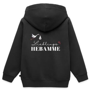 Liebelingshebamme / Weltbeste Hebamme - Kinder Premium Organic Zip Hoodie - Schwarz - Hinten - AI Model Kid Male (0cm)