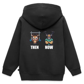 Fitness - Kinder Premium Organic Zip Hoodie - Schwarz - Hinten - AI Model Kid Male (0cm)