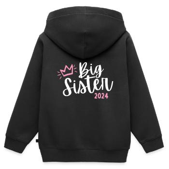 Ich werde große Schwester 2024 Herz Loading Süß - Kinder Premium Organic Zip Hoodie - Schwarz - Hinten - AI Model Kid Male (0cm)