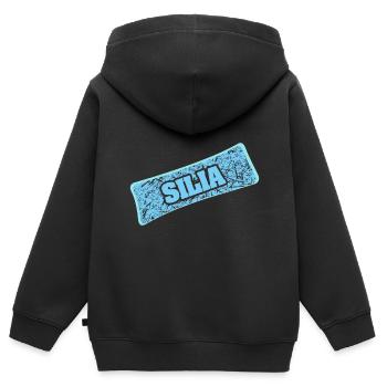 Nom : Silia - Sweat Premium à capuche zippé enfant bio - noir - Dos - AI Model Kid Male (0cm)