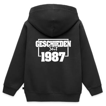 Heirat 1987 - Kinder Premium Organic Zip Hoodie - Schwarz - Hinten - AI Model Kid Male (0cm)
