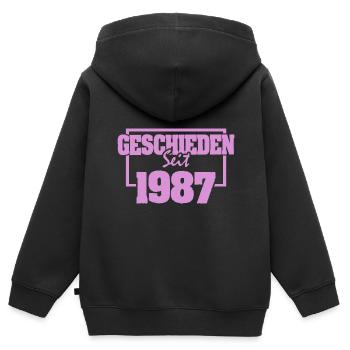 1987 - Kinder Premium Organic Zip Hoodie - Schwarz - Hinten - AI Model Kid Male (0cm)