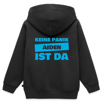Aiden comme prénom - Sweat Premium à capuche zippé enfant bio - noir - Dos - AI Model Kid Male (0cm)
